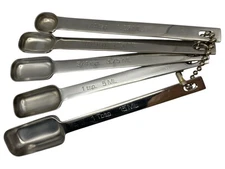 Set of 5 Endurance 18/10 Stainless Steel Narrow Fit Spice Jar Measuring Spoons