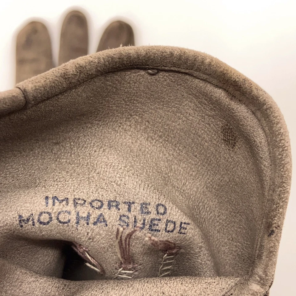 Guantes retro importados de gamuza moca detalles de costura superior Foto 3 de 4
