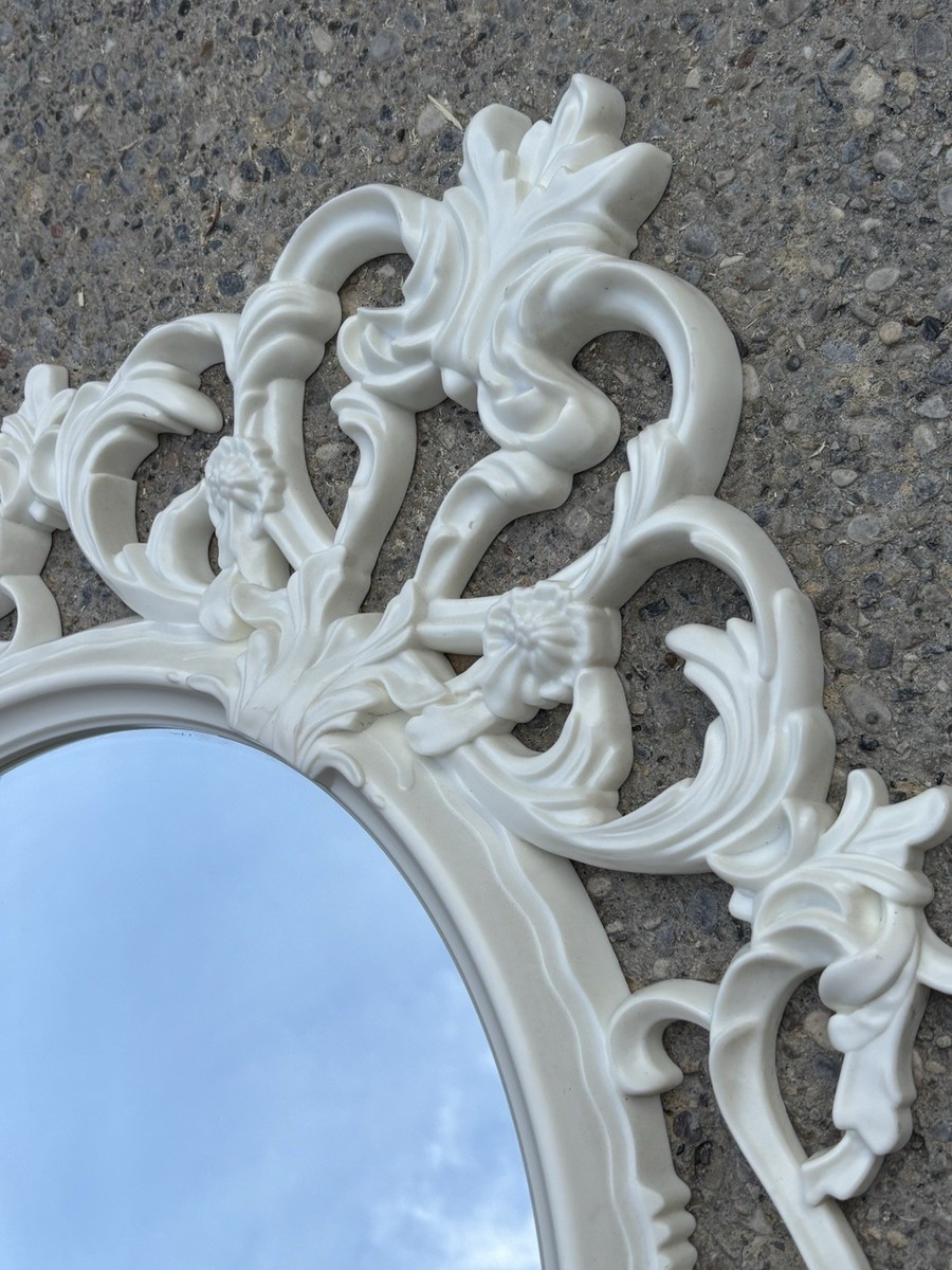 IKEA UNG DRILL 33” White Wall Mirror Baroque Rococo Ornate