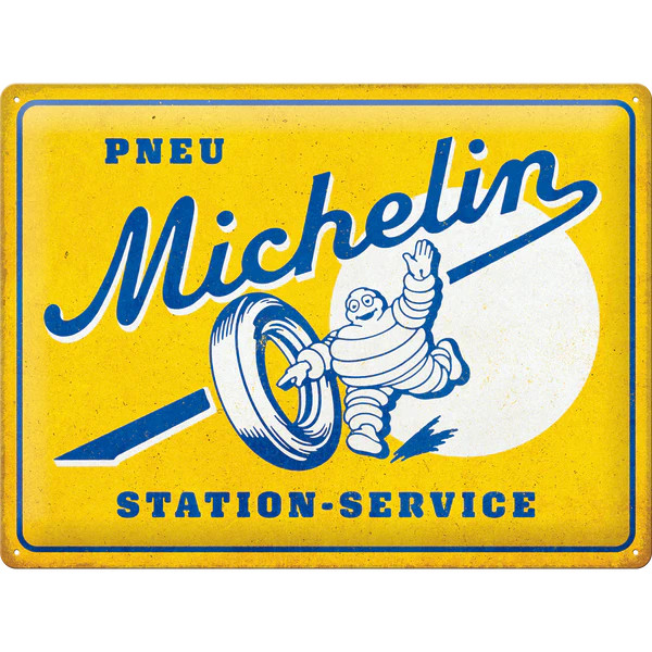 Plaque métal Michelin pneu pour créer une ambiance bistrot rétro chez soi