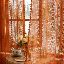 Terracotta Boho Lace Curtains 2 Panels 84 Inches Long for Living Room&Bedroom...