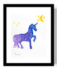 Guajardo Art: Purple Unicorn Moon and Stars 11X8.5 Paper Interior Wall Decor — photo 1