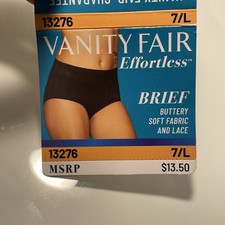 3 Pack Vanity Fair Effortless Buttery Lace Brief Panty Black 13276 Womens Sz 7/L