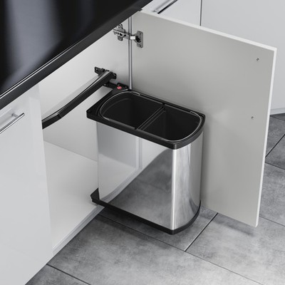 Abfallsammler Duo 8L/8L Edelstahl schwarz Abfalltrennsystem Hailo 3416101