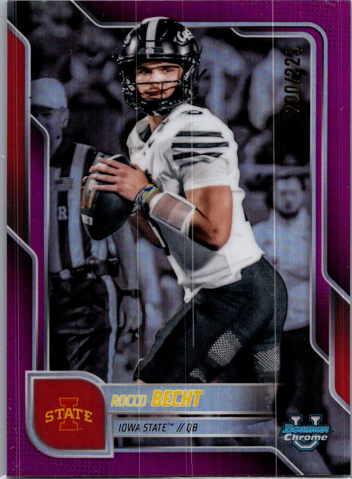 2025 Bowman University Chrome #188 Rocco Becht Fuchsia Refractor #/225