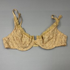 Vintage Christian Dior Bra 34B Tan Lace Unlined Underwire Adjustable Strap