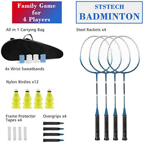 SKEERY Professional Badminton Set With Winch System,Portable Badminton