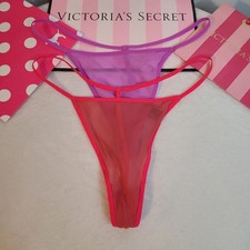 VTG Victoria's Secret 2pk 100 Silk V-string Thong Panties Size Lg