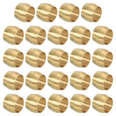 24Pcs 1/4'' ID Brass Compression Sleeve Ferrules Brass Compression Fittings