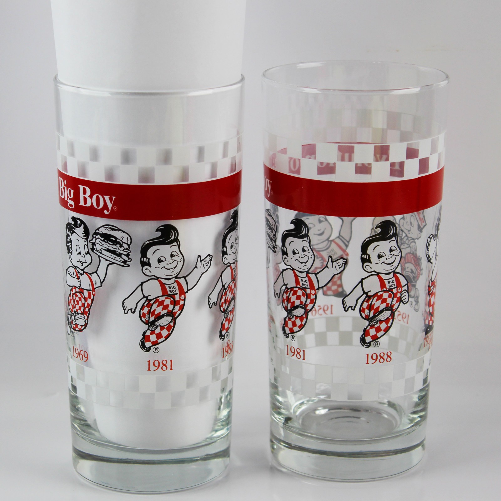 Rare Evolution of Big Boy Drinking Glass 1937-1988 Restaurant Vintage Free Ship!