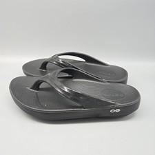 OOFOS OOlala Women's Size US 8 Thong Luxe Black Casual Recovery Slip-On Sandals