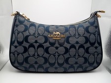 Women's Coach Teri Shoulder Bag Leather Chambray Blue with Handle Strap CH139
