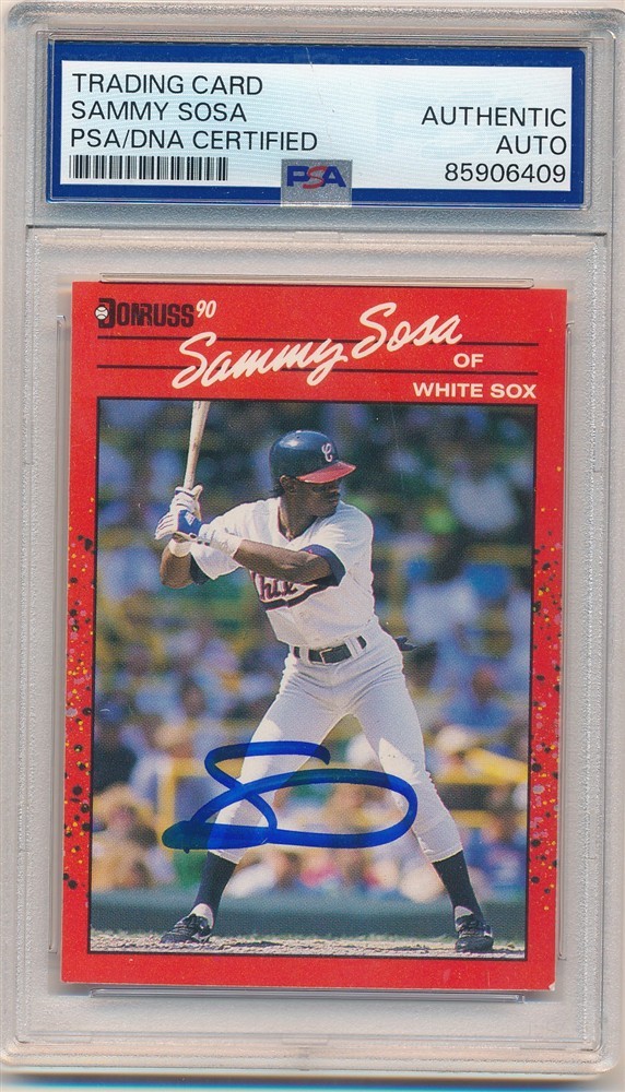 SAMMY SOSA 1990 DONRUSS #489 RC ROOKIE SIGNED AUTOGRAPH PSA AUTHENTIC AUTO SP