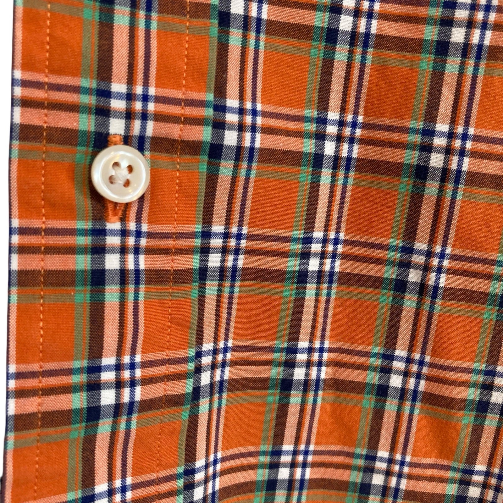Vintage Polo Ralph Lauren Orange Green Plaid Estate Sport Preppy Shirt Sz Small thumbnail 9