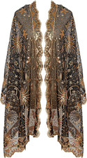 Women'S Glittering 1920S Scarf Mesh Sequin Wedding Cape Fringed Evening Shawl Wr