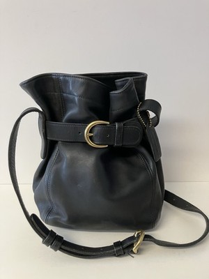 Vintage Y2K Coach Soho Belted Bucket Bag Crossbody Black Leather