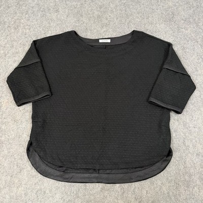 Max Studio 3/4 Sleeves Pull Over Casual T-Shirt Fits Women's Size Medium Black