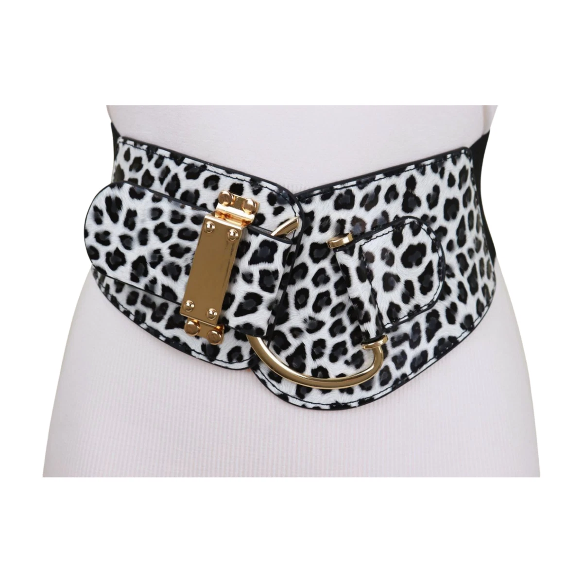 Femme Léopard Animal Élastique Imprimé Fashionble Accessoire Ceinture  Crochet