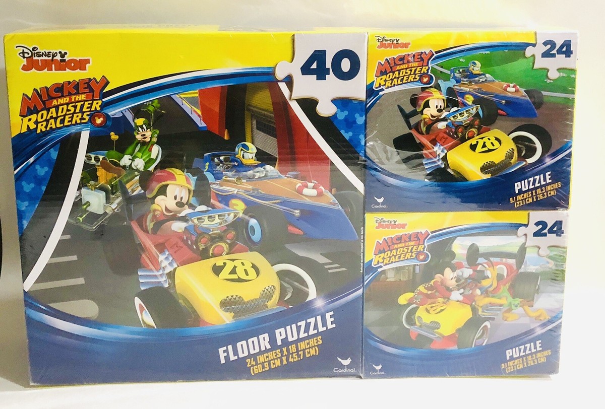 Disney Junior Mickey and the Roadster Racers 3-Pack Puzzle Set New