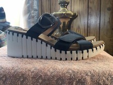 Womens Skechers Lux Foam Sandals Sandal Shoe Navy Blue Straps Size 8 Nice
