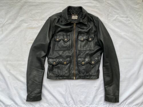 LEVIS bomber / biker leather jacket zips Exact Designer Original Indie S vintage - Picture 1 of 23