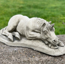 Unicorn statue for fairy garden decor Concrete horse sculpture Home art ornament