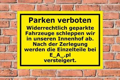 BAUER-SCHILDER Schild Parken verboten Zerlegung Einzelteile Spruch lustig witzig Spaßschild