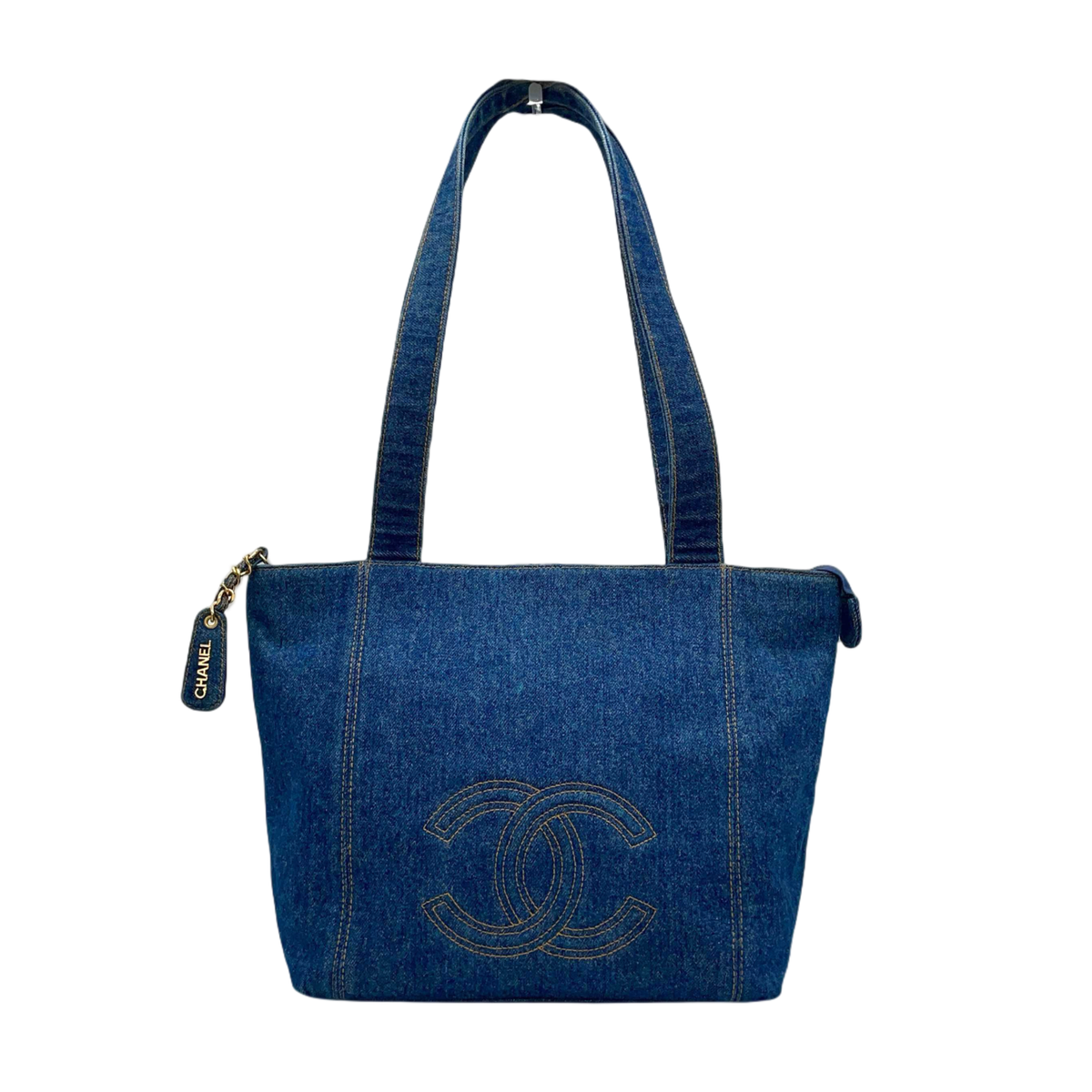 ココビーチ♡新作【CHANEL】サマー デニム プリントトート RAREAuth CHANEL Janbo Cocomark Denim Tote Bag Shoulder Bag