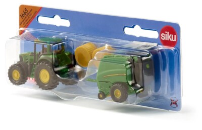 Siku 1665 John Deere Traktor mit Ballenpresse grün Modellauto (Blister) NEU! °