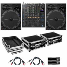 Pioneer DJ DJM-A9 4 Channel Mixer w PLX-CRSS12 Turntables Pair  Flight Cases