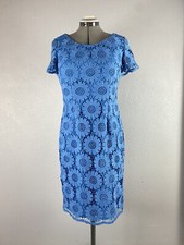 Talbots Women’s Blue Floral Lace Short Sleeve Sheath Dress Size 2