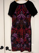 Adrianna Papell dress short sleeve Black Blue Pink Floral 12