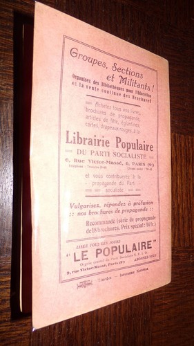 RAPPORTS DU XXXVe CONGRES NATIONAL DU PARTI SOCIALISTE - 1938 - Picture 6 of 6