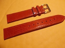 20mm Reddish Brown Grain Genuine Leather Wrist Watch Band Gold Tone Buckle