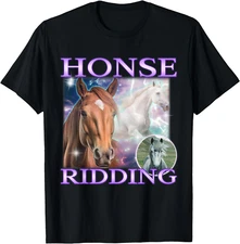 Horse Meme Funny Cringe Sarcastic Joke Hilarious Gen Z Y2K T-Shirt Gifts S-4XL