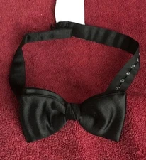 Mens Black Bow Tie Black Brocade Pre-tied Adjustable