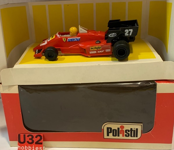 Slot Car Polistil A130 Ferrari 126 C3 #27 F1 1983 Rene Arnoux Mit Box-image
