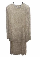 Vintage Laurence Kazar Embroidered Beaded Boho Wedding dress Size Xl