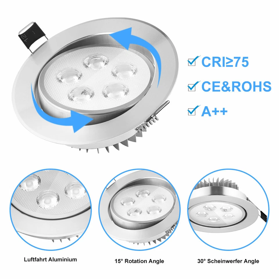 LED Einbauleuchten Einbaustrahler 230V ultraflach Deckenstrahler Spot Lampen Set - Bild 4 von 4