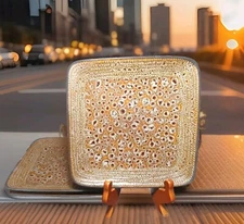 Home Trends Atlas Luncheon Salad Plate 8.5" Square Brown Set of 3