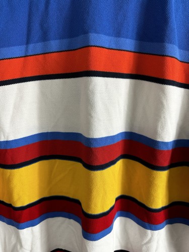 Tommy Hilfiger Men's Polo Logo Seal Spell Out Striped Blue Red Size Large - Picture 10 of 10