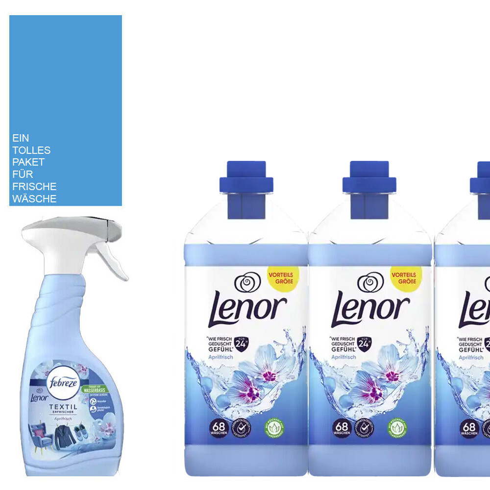3x1700ml Lenor Weichspüler Aprilfrisch 198WL Febreze Textil 