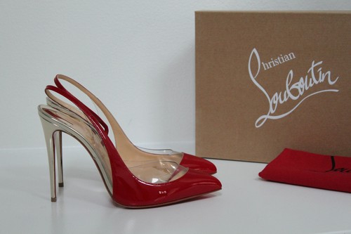 Red Patent Leather Slingback Pump Shoes 