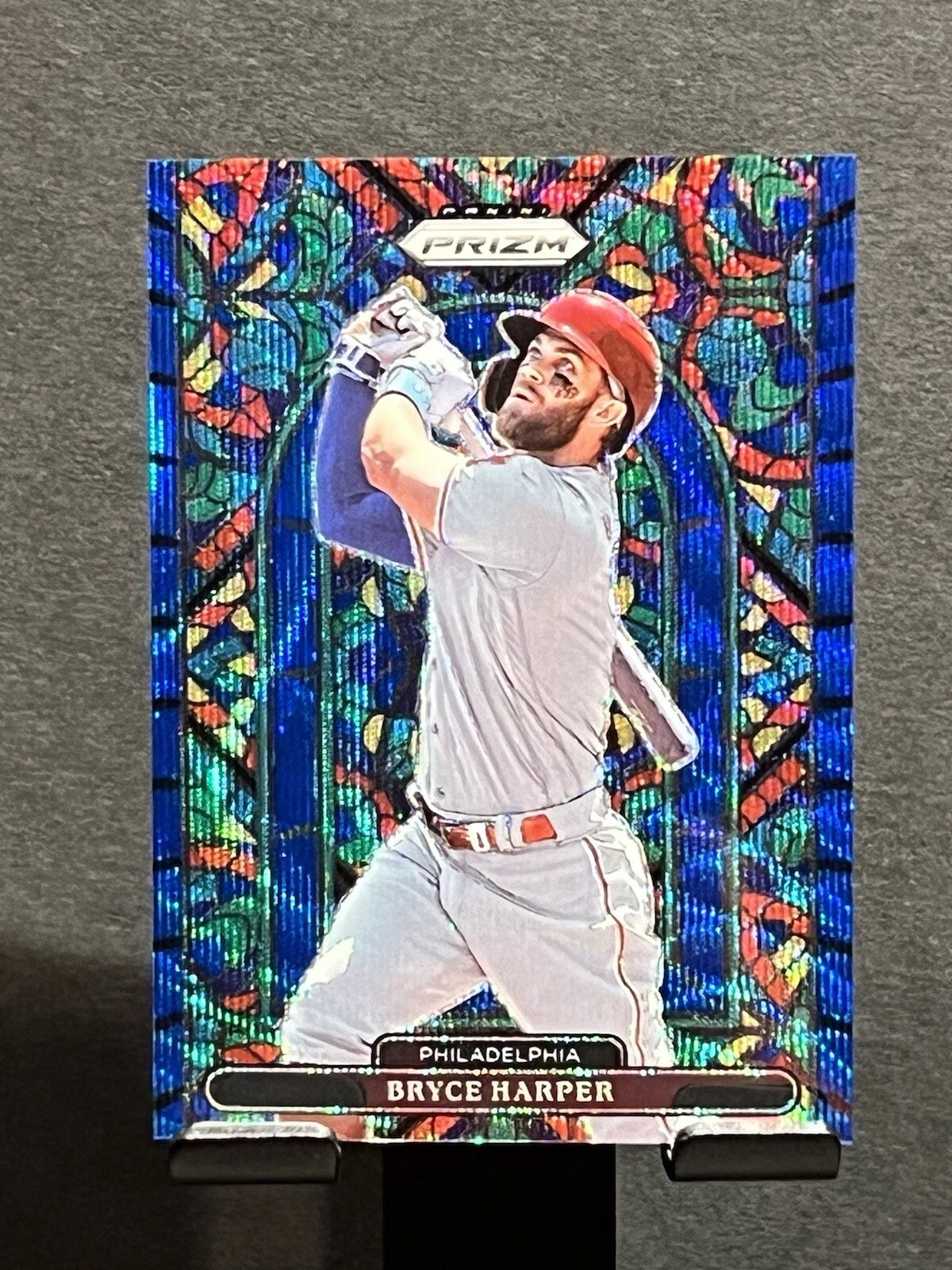 Bryce Harper 2022 Panini Prizm Stained Glass Blue Wave Prizm /60 #SG-4 Phillies