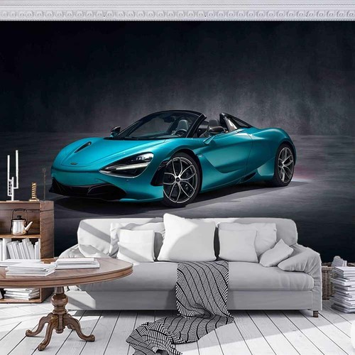 Blue New Nice Car Full Wall Mural Photo Wallpaper Printing 3D Decor Kid Home - Picture 3 of 9