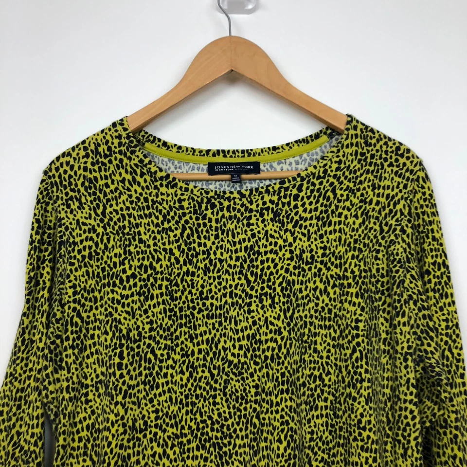Jones New York Women's Long Sleeve Tee Shirt Animal Print Cotton Blend Size 1X - Image 2 of 4