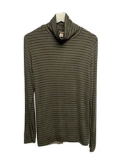 Mossimo Olive Green Black Long Sleeve Turtleneck Lightweight Stretch Rayon NEW L