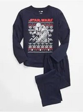 NWT Gap Kids Boys Pajamas Star Wars Mandalorian Holiday navy blue u pick size