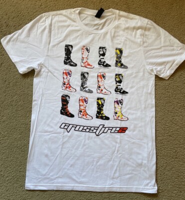 Sidi Moto Mens Medium T Shirt White Crossfire2 Moto Boot graphic  NEW