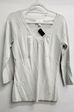 Ann Taylor Loft Womens Sweater Light Gray size M Crochet Trim NWT